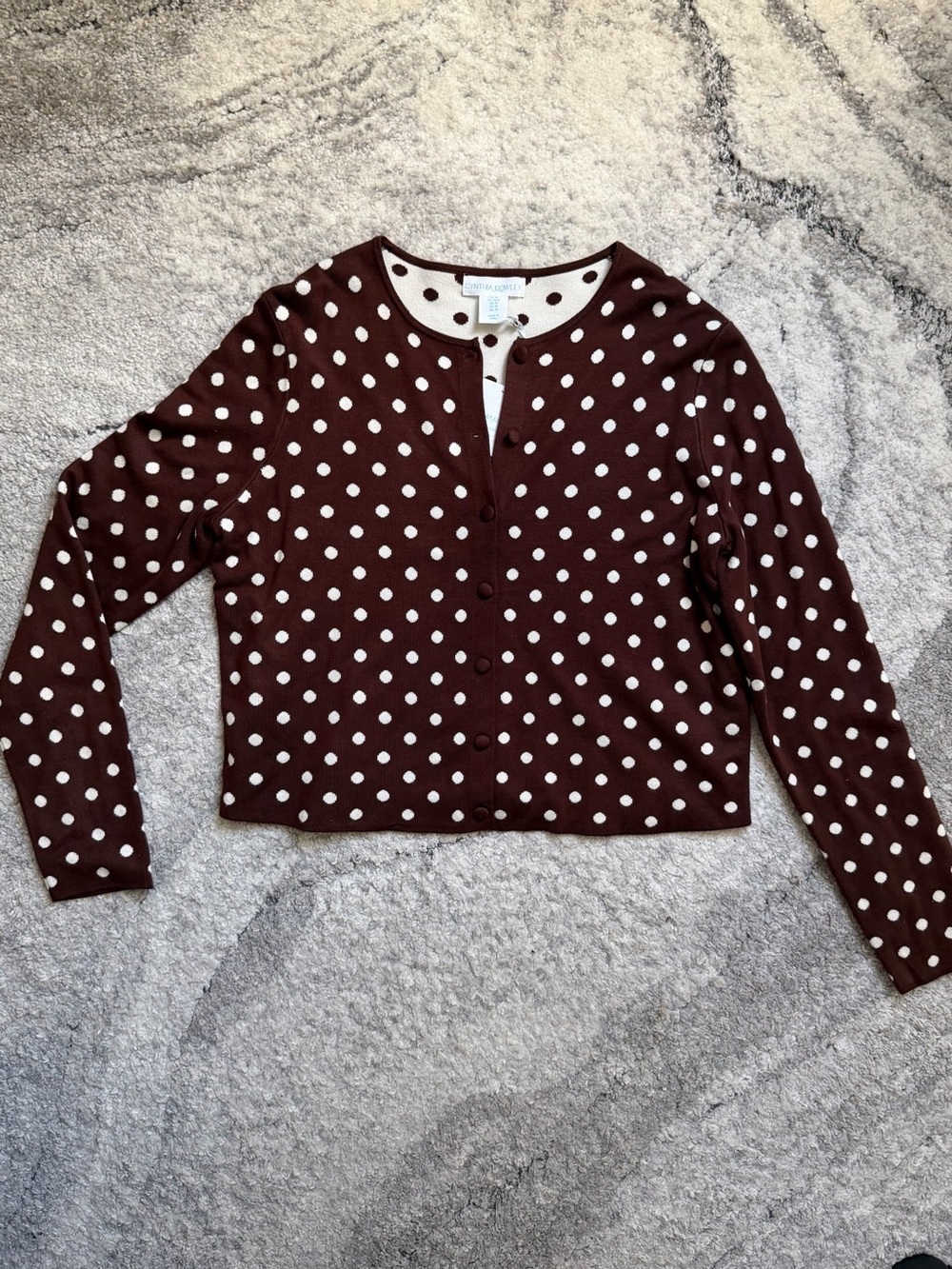 Brown Polka Dot Button-Front Cardigan